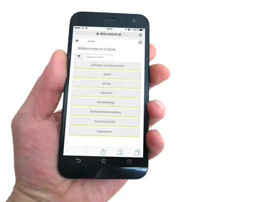 Dashboard Übersicht der Features - eCOUNT DMS am mobilen Gerät