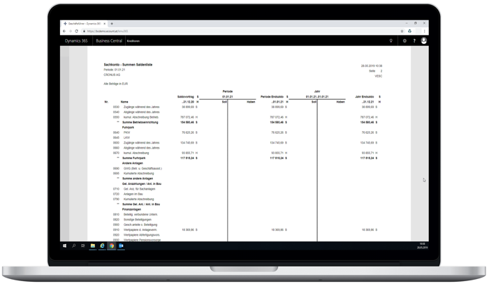 Summen-Saldenliste eCOUNT Dynamics 365 Business Central