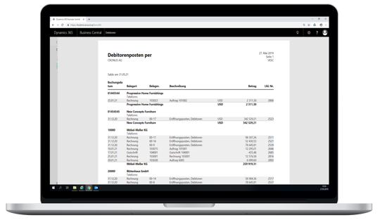 Debitorenbericht - eCOUNT Dynamics 365 Business Central