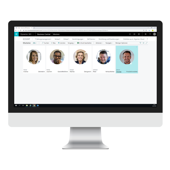 Mitarbeiterübersicht in eCOUNT Dynamics 365 Business Central