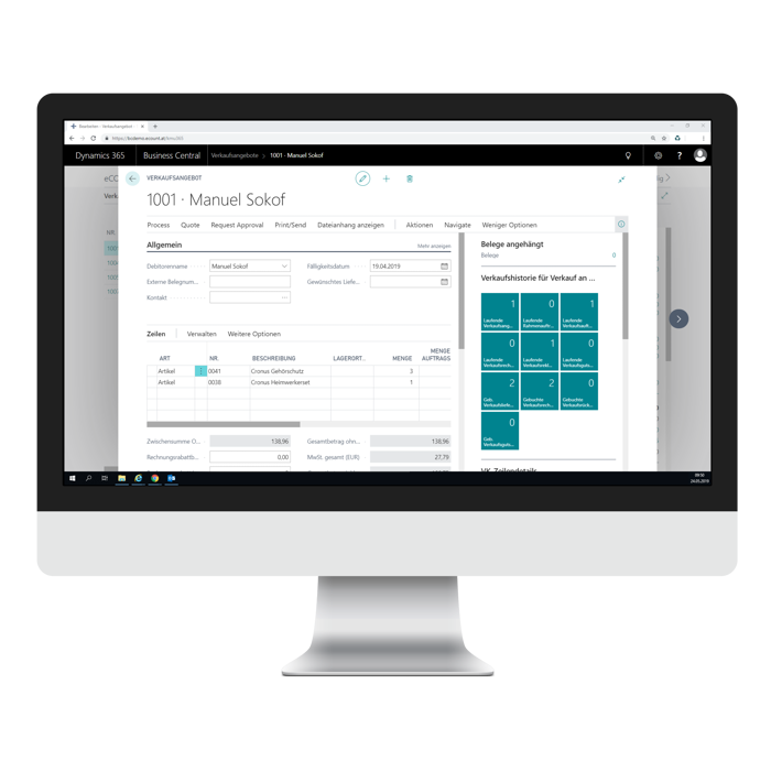 Verkaufsangebote erstellen mit eCOUNT Dynamics 365 Business Central