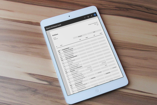 Business Central | Rechnungen Rohbilanz auf Tablet