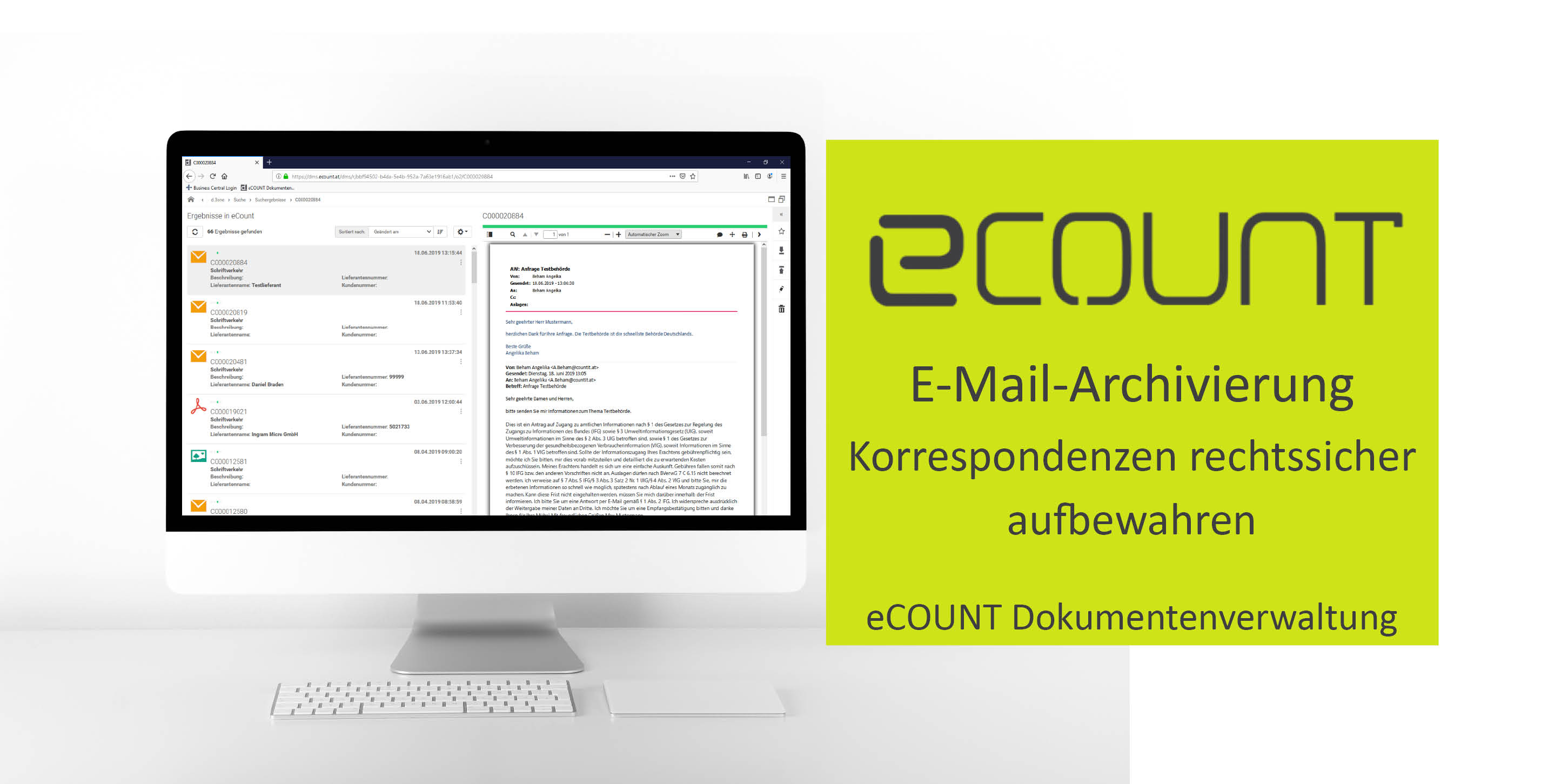 EMailArchivierung rechtssicher & zuverlässig eCOUNT