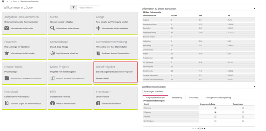 Mandanteninformationen in eCOUNT Dokumentenverwaltung