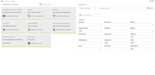 Suchfunktion in eCOUNT Dokumentenverwaltung