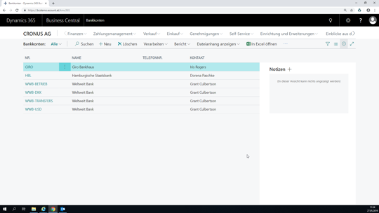 Bankkkonten - eCOUNT Dynamics 365 Business Central