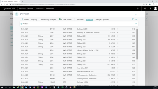 Bankposten  - eCOUNT Dynamics 365 Business Central