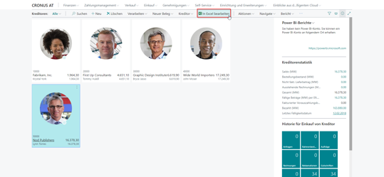 Business Central Kreditorenänderung in Excel