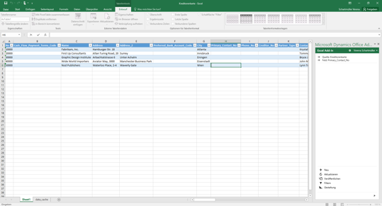 Business Central Kreditorenänderung in Excel