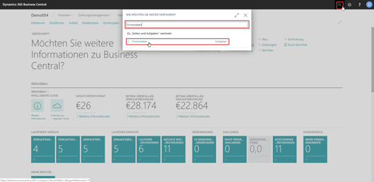 eCOUNT Dynamics 365 Business Central |  Firmendaten einrichten 