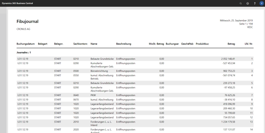 eCOUNT Dynamics 365 Business Central |  Finanzen Fibujournal 3