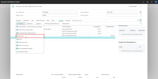 eCOUNT Dynamics 365 Business Central |  Finanzen Fibu Buchungsblätter 2