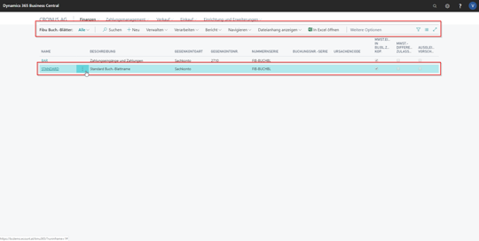 eCOUNT Dynamics 365 Business Central |  Finanzen Fibu Buchungsblätter