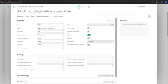 eCOUNT Dynamics 365 Business Central | Finanzen Kontenplan 3