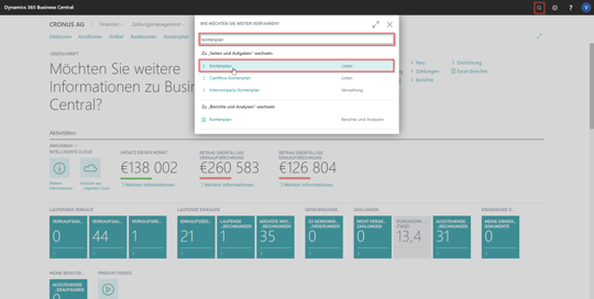 eCOUNT Dynamics 365 Business Central | Finanzen Kontenplan