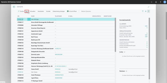 eCOUNT Dynamics 365 Business Central |  Kontakt anlegen 2