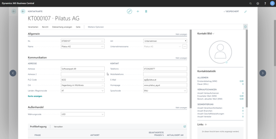 eCOUNT Dynamics 365 Business Central |  Kontakt anlegen 3