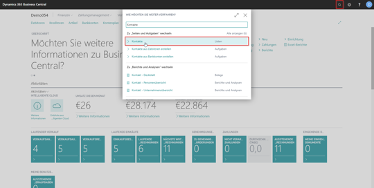 eCOUNT Dynamics 365 Business Central |  Kontakt anlegen