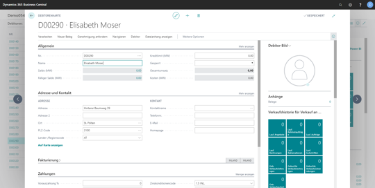 eCOUNT Dynamics 365 Business Central |  Kunden anlegen 3