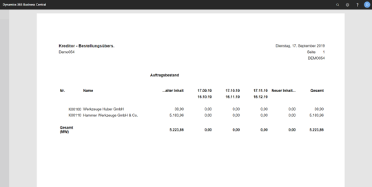 eCOUNT Dynamics 365 Business Central |  Lieferanten Bericht 3