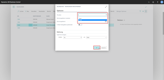 eCOUNT Dynamics 365 Business Central |  Mahnungen automatisch erstellen 3