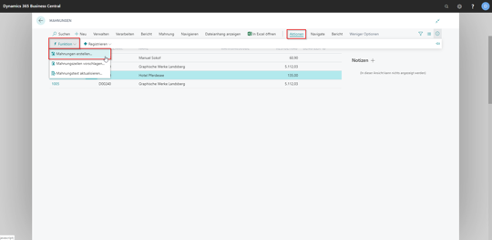 eCOUNT Dynamics 365 Business Central |  Mahnungen automatisch erstellen