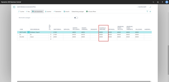 eCOUNT Dynamics 365 Business Central |  Mahnungen Debitorenbuchungsgruppen 2