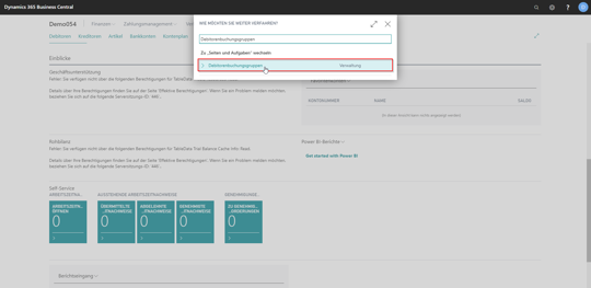 eCOUNT Dynamics 365 Business Central |  Mahnungen Debitorenbuchungsgruppen