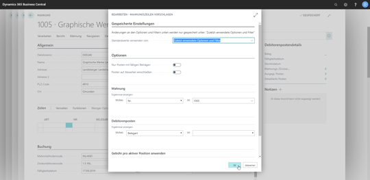 eCOUNT Dynamics 365 Business Central |  Mahnungen manuell erstellen 2