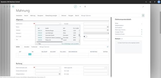 eCOUNT Dynamics 365 Business Central |  Mahnungen manuell erstellen