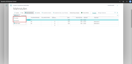 eCOUNT Dynamics 365 Business Central |  Mahnungen Text festlegen