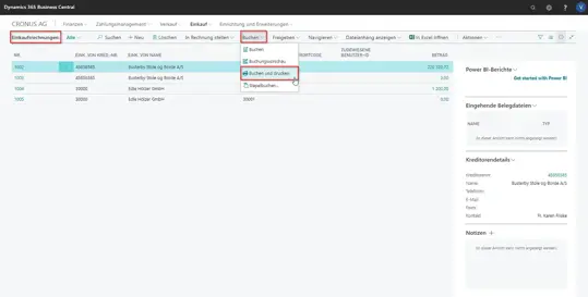 Business Central | Einkaufrechnung über Übersicht verbuchen