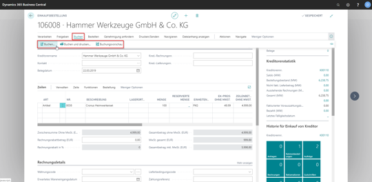 Business Central | Wareneingang buchen