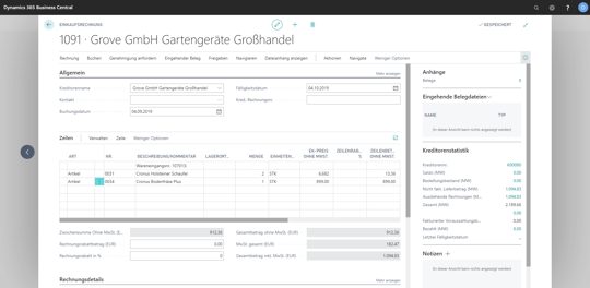 Business Central | Einkaufsrechnung