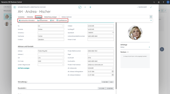 Business Central | Mitarbeiter anlegen Navigate