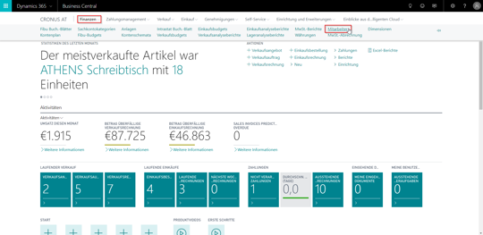 Änderung von Daten in Excel mit Business Central