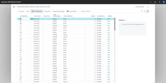 eCOUNT Dynamics 365 Business Central |  Abwesenheiten registrieren 2