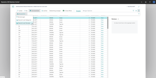 eCOUNT Dynamics 365 Business Central |  Abwesenheiten registrieren 3