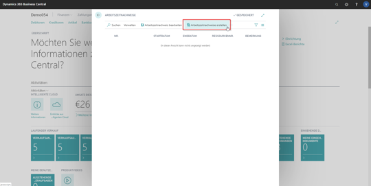 eCOUNT Dynamics 365 Business Central |  Ressourcenverwaltung-Arbeitszeitnachweise 2