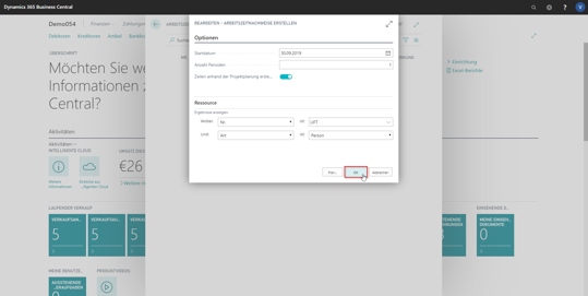 eCOUNT Dynamics 365 Business Central |  Ressourcenverwaltung-Arbeitszeitnachweise 3