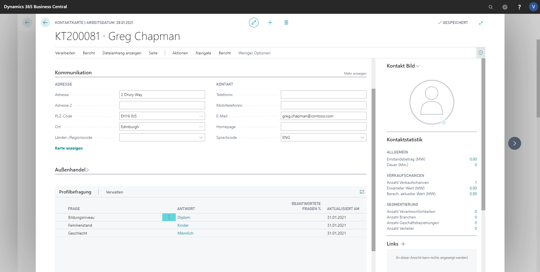 eCOUNT Dynamics 365 Business Central |  Kontakt Profilbefragung 3