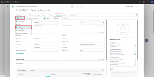 eCOUNT Dynamics 365 Business Central |  Kontakt Profilbefragung