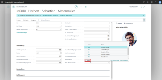 Business Central | Provision für Mitarbeiter anlegen