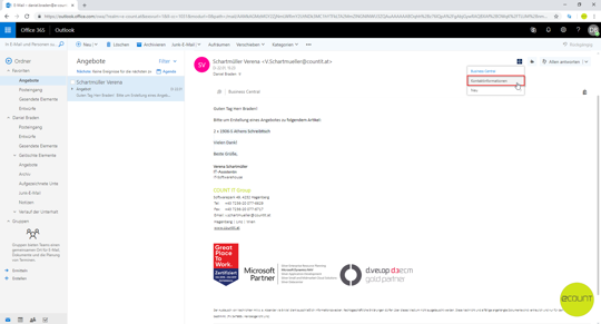 Business Central und Microsoft 365 - Kontaktinformationen abrufen