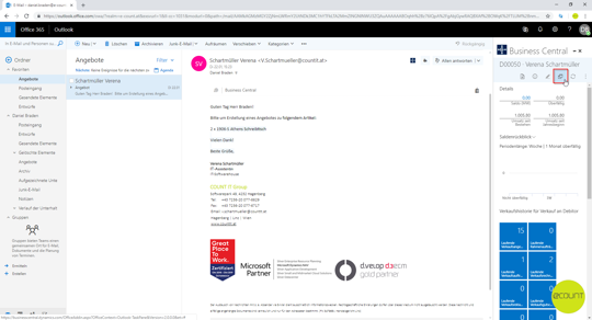 Business Central und Microsoft 365 - Kontaktinformationen abrufen