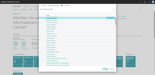 eCOUNT Dynamics 365 Business Central |  Einrichtung Sprachen 3