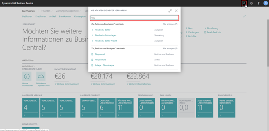 eCOUNT Dynamics 365 Business Central |  Erste Schritte Suchfunktion