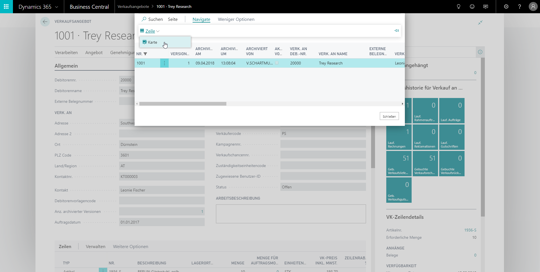 Angebot wiederherstellen in eCOUNT Dynamics 365 Business Central