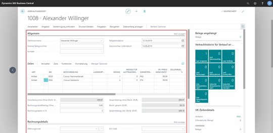 eCOUNT Dynamics 365 Business Central | Angebot anlegen Schritt 3