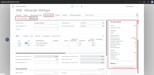 eCOUNT Dynamics 365 Business Central | Angebot anlegen Schritt 4